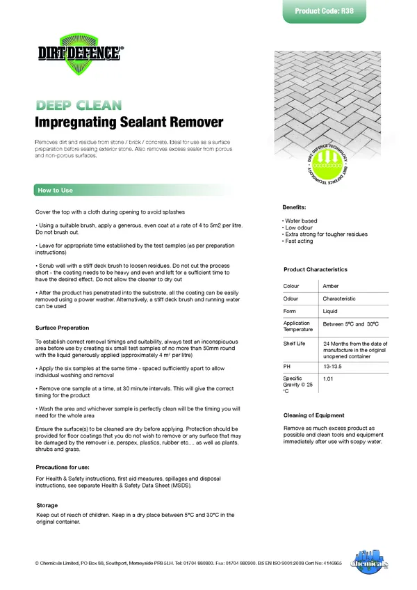 Impregnating Sealant Remover Datasheet PDF 